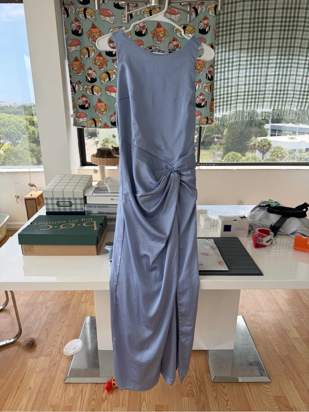 Abercrombie & Fitch Pale Blue Sleeveless Maxi Dress with Knot Detail